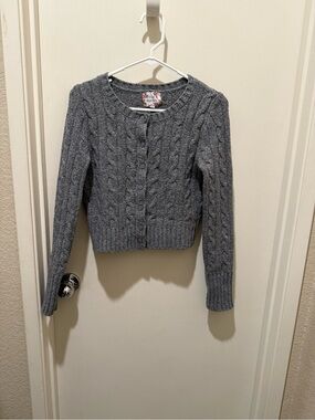 Pink Republic Gray Cable Knit Button-Up Cardigan
